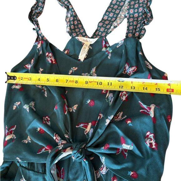 Matilda Jane Evergreen Dream Ruffle Jumpsuit Floral Butterfly Womens Small NWT - Picture 13 of 13